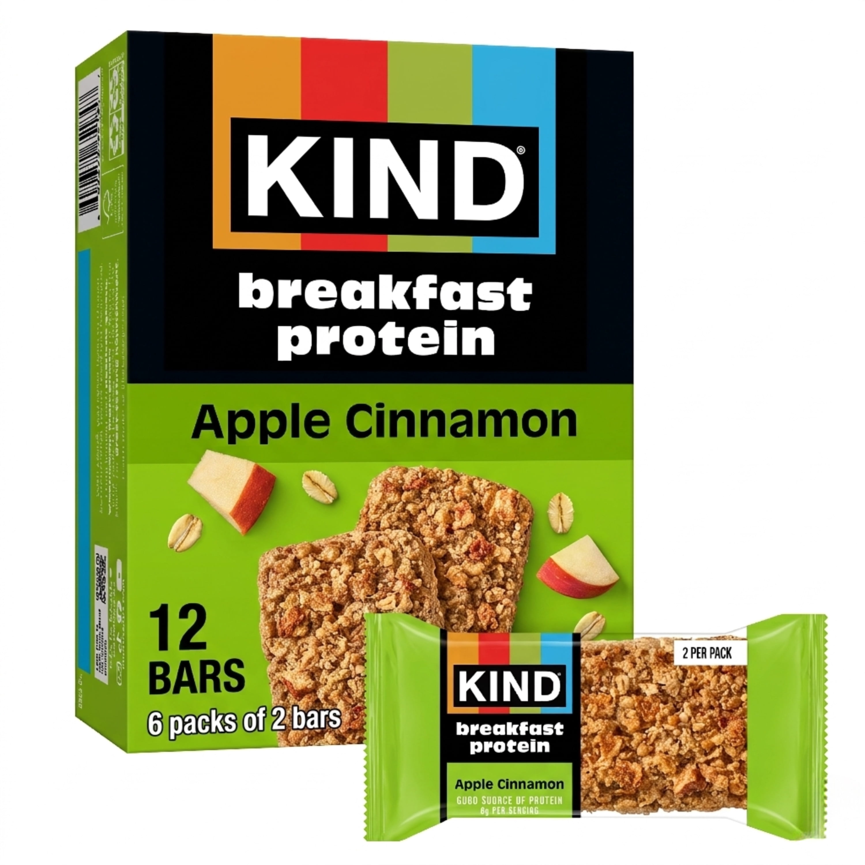 KIND, Gluten Free, Apple Cinnamon, Breakfast Protein Bars, 6-Count, 1 Cardboard Box