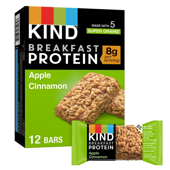 KIND, Gluten Free, Apple Cinnamon, Breakfast Protein Bars,  6-Count, 1 Cardboard Box