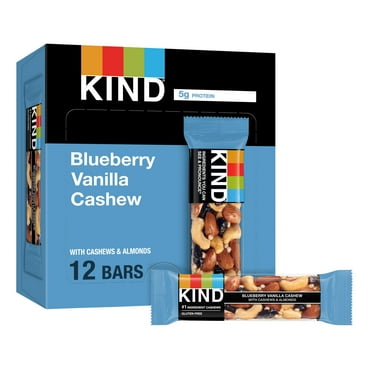 KIND Gluten Free Blueberry Vanilla Cashew Snack Bars, 1.4 oz, 12 Count Cardboard Box