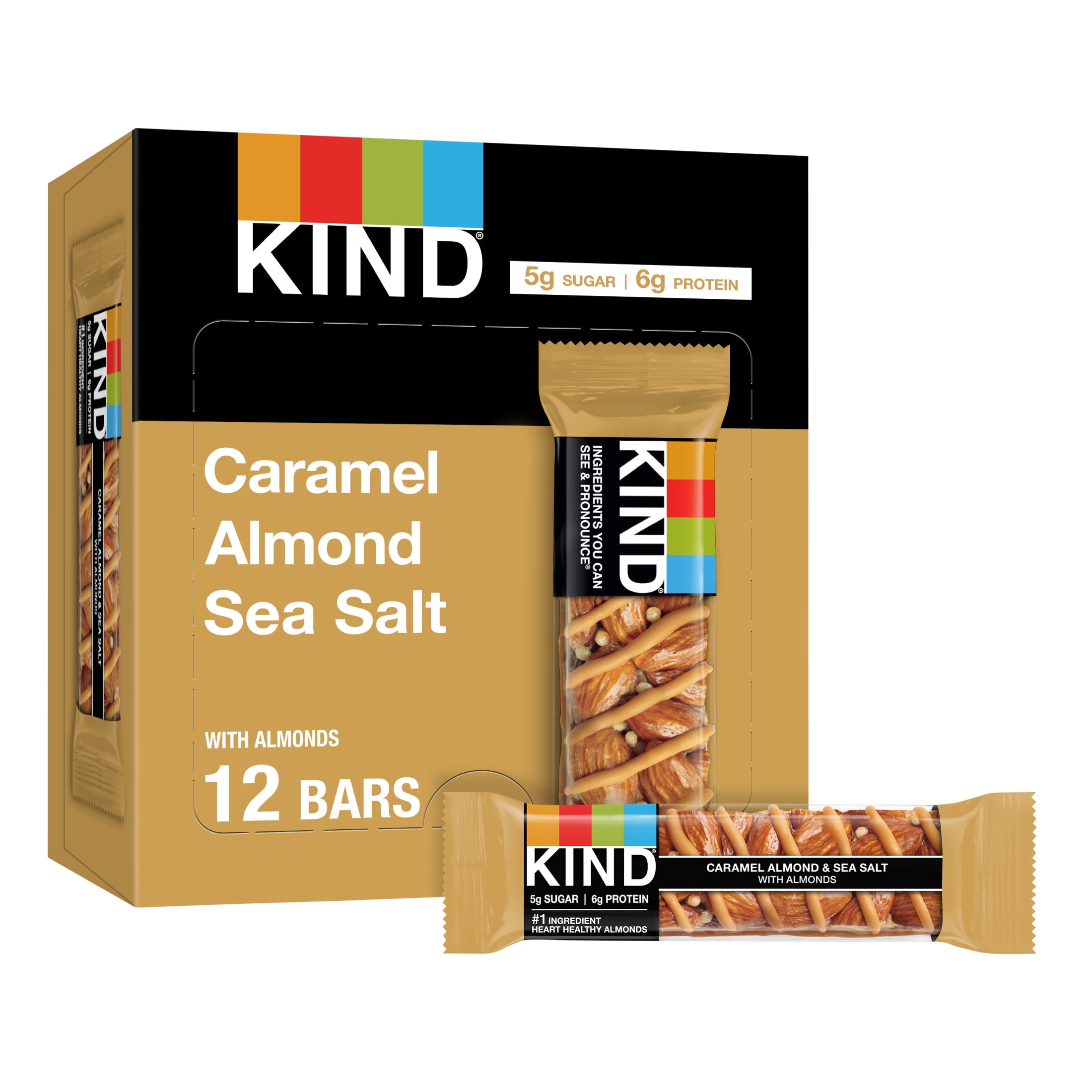 KIND Gluten Free Caramel Almond & Sea Salt Snack Bars, 1.4 oz, 12 Count ...