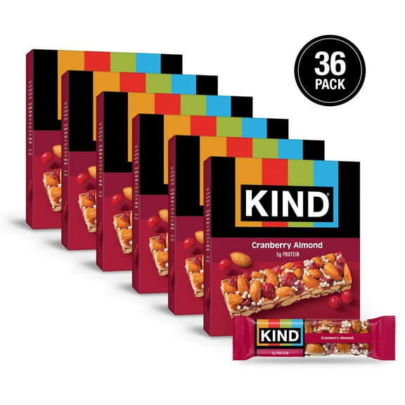 (6 pack) KIND Gluten Free Cranberry Almond Snack Bars, 1.4 oz, 6 Count, Cardboard Box