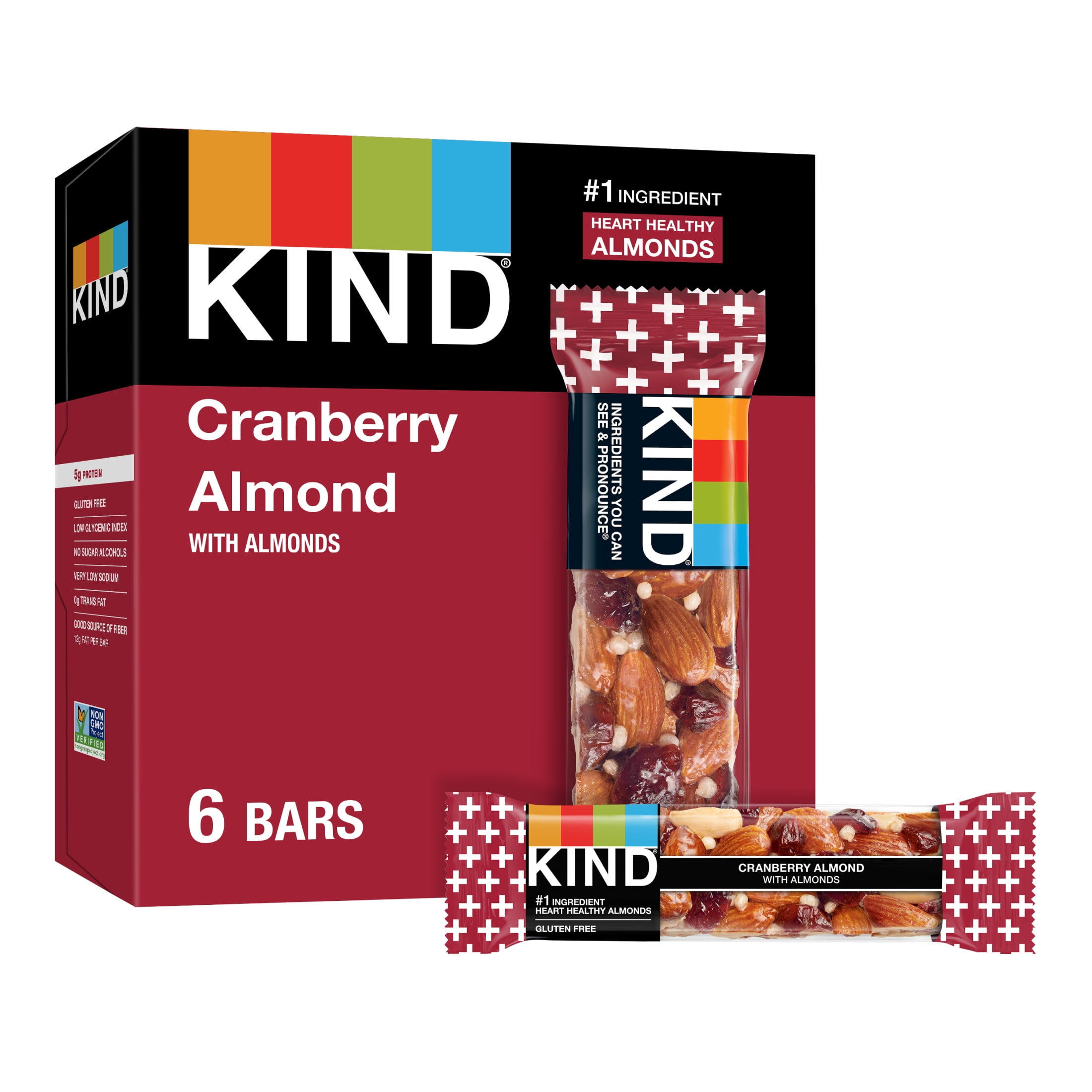 KIND Gluten Free Cranberry Almond Snack Bars, 1.4 oz, 6 Count