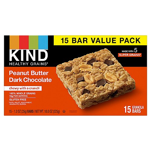 KIND Gluten Free Healthy Grains Oat Granola Bars Peanut Butter Dark