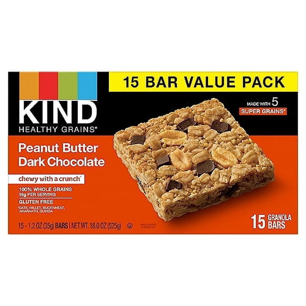 KIND Gluten Free Healthy Grains Oat Granola Bars Peanut Butter Dark Chocolate - 15 Bars