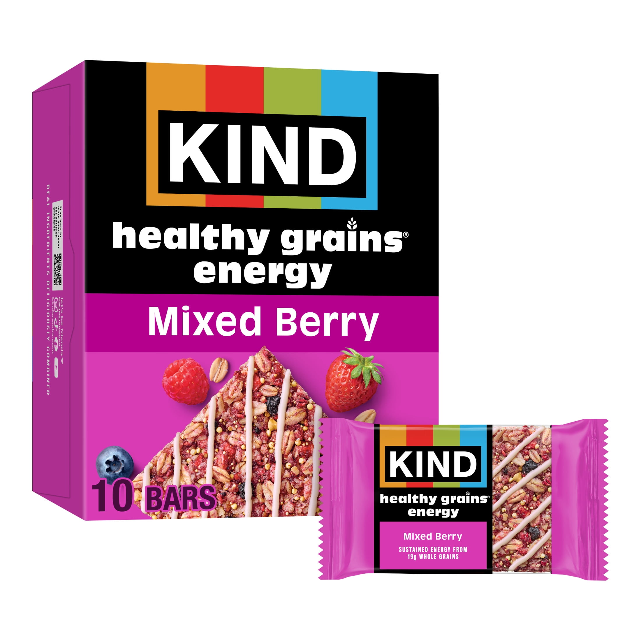 KIND, Gluten Free, Mixed Berry, Healthy Grains Energy Bars , 10 Count, Value Pack, 1 Cardboard Box