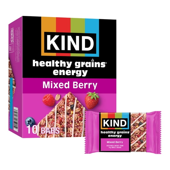 KIND, Gluten Free, Mixed Berry, Healthy Grains Energy Bars , 10 Count, Value Pack, 1 Cardboard Box