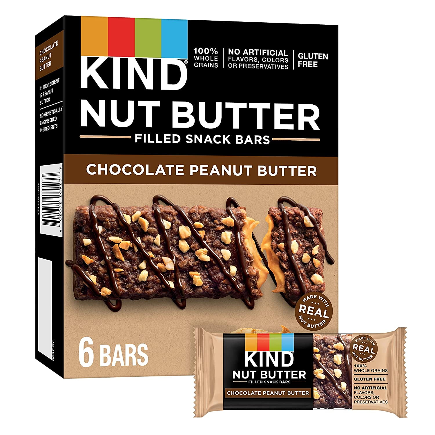 KIND Gluten Free Nut Butter Filled Snack Bars Chocolate Peanut Butter