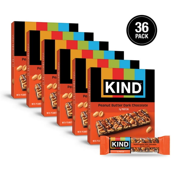 (6 pack) KIND Gluten Free Peanut Butter Dark Chocolate Snack Bars, 1.4 oz, 6 Count