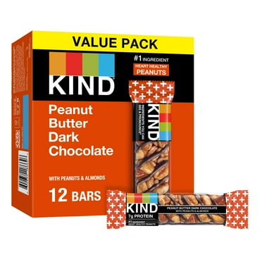 KIND Peanut Butter Dark Chocolate Snack Bars, Value Pack, 1.4 oz, 12 Count, Cardboard Box
