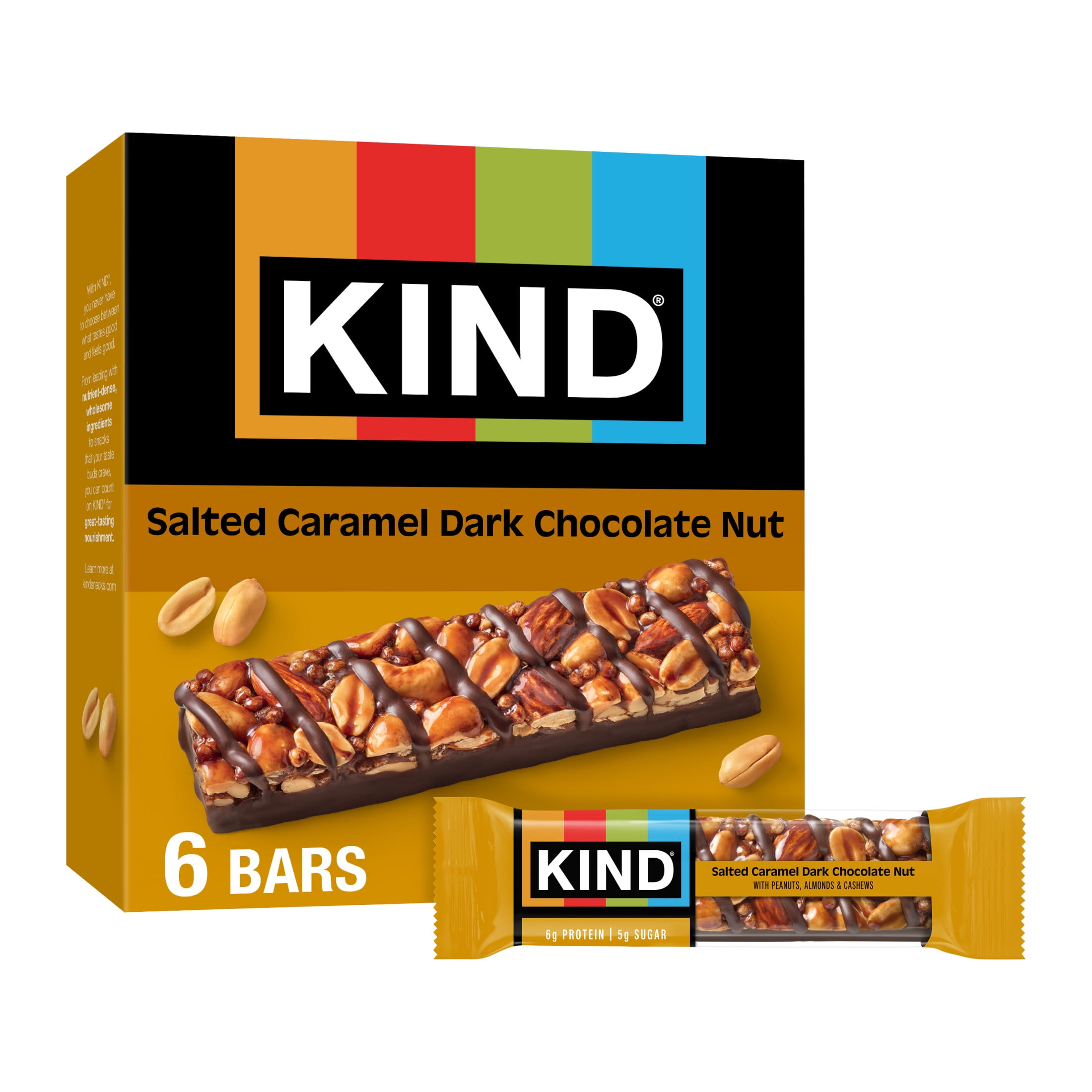 KIND Gluten Free Salted Caramel & Dark Chocolate Nut Snack Bars, 1.4 oz, 6 Count