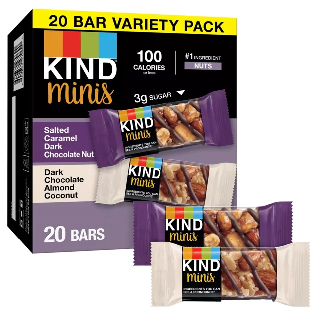 KIND Gluten Free Snack Mini Bars Variety Pack Salted Caramel Dark
