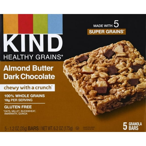 KIND Healthy Grains Almond Butter Dark Chocolate Bars 5 ct - Pack of 3