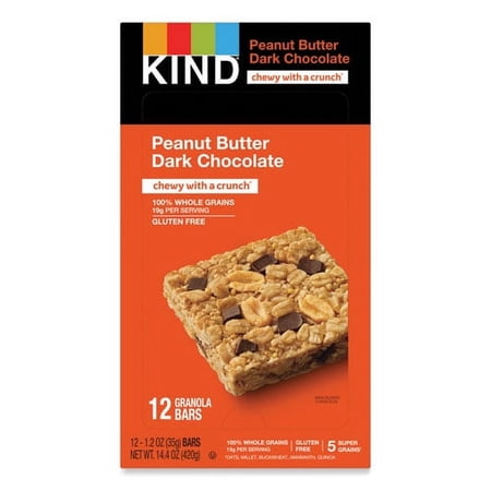 KIND Healthy Grains Bar, Peanut Butter Dark Chocolate, 1.2 oz, 12/Box