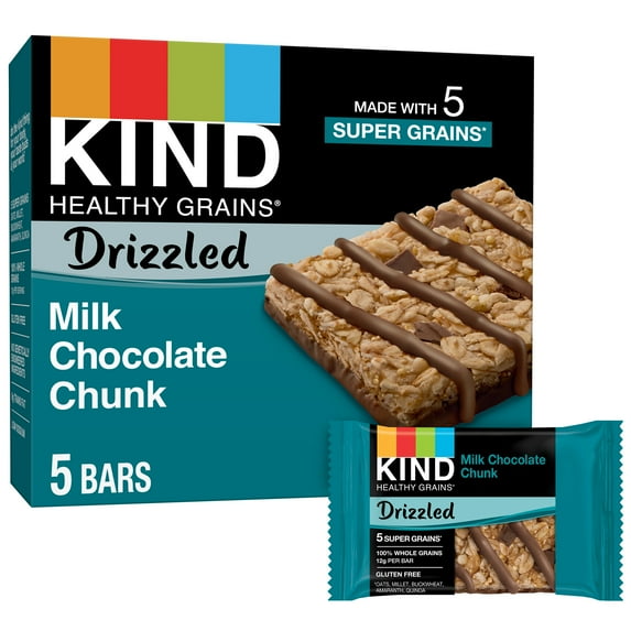KIND Healthy Grains Bars, Milk Chocolate Chunk, 1.16 oz, 5 Count