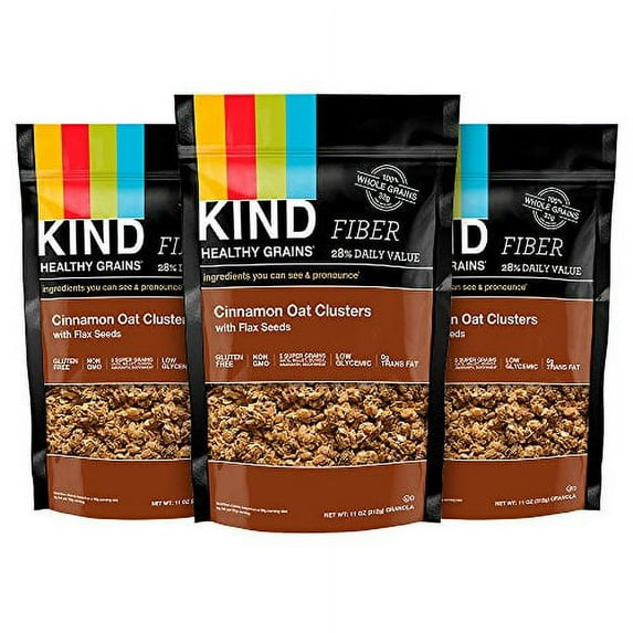 KIND Healthy Grains Clusters, Cinnamon Granola, Healthy Snacks, Gluten Free, 3 Count