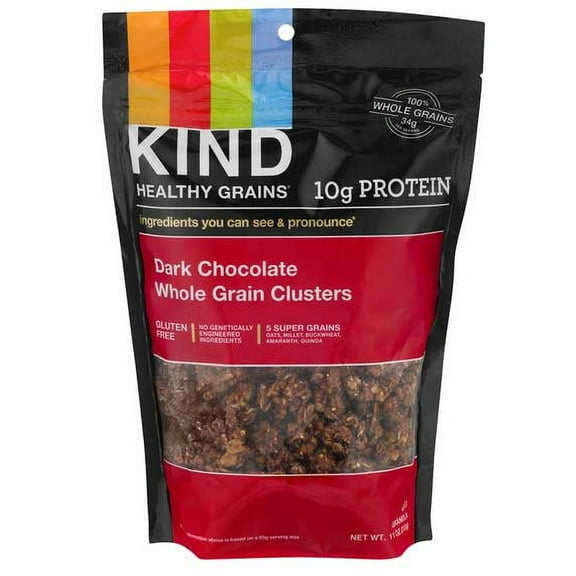 KIND Healthy Grains Clusters, Dark Chocolate Granola, Gluten Free, 10g Protein, 11 Ounce (Pack of 6)