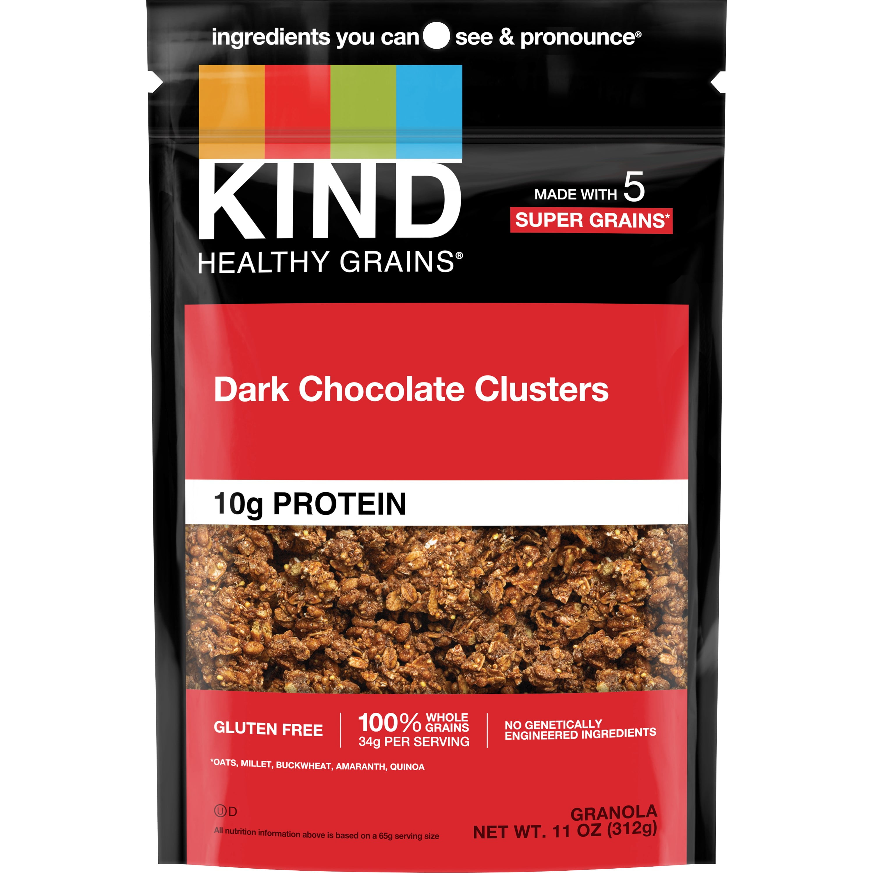 KIND Healthy Grains Clusters, Dark Chocolate Granola, Gluten Free, 10g Protein, 11 oz (Pack of 3)