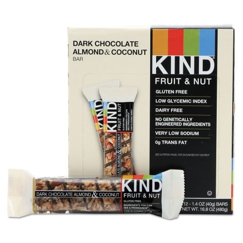 KINDKIND Fruit and Nut Bars, Dark Chocolate Almond and Coconut, 1.4 oz