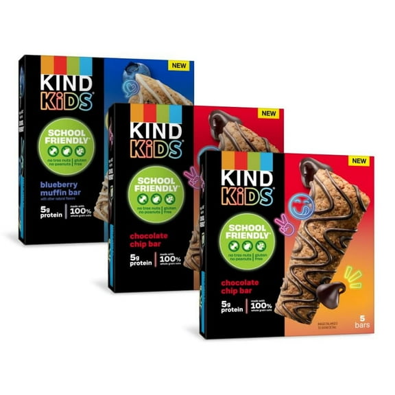 KIND Kids School Friendly Blueberry Muffin and Chocolate Chip Oat Bars Variety Pack, 15 Count RED26