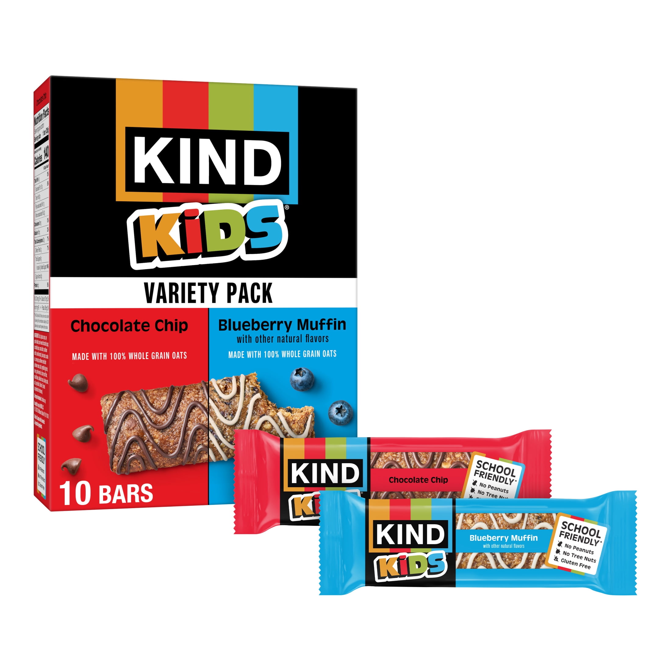 KIND Kids Snack Bars Variety Pack, Tree Nut Free, Peanut Free, 10 Count