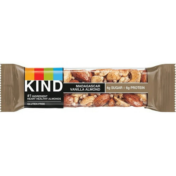 KIND Madagascar Vanilla Almond - Trans Fat Free, High-fiber, Low Sodium, Dairy-free, Gluten-free - Vanilla Almond - 1.41 oz - 12 / Box | Bundle of 10 Boxes