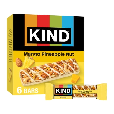 KIND Mango Pineapple Nut Bars, 6-Count Snack Bars, 1 Cardboard Box