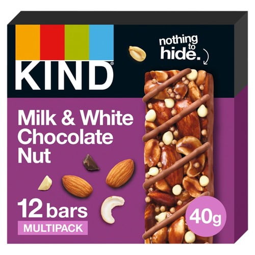 KIND Milk & White Chocolate Nut 12 x 40g, British Import (Pack of 3)
