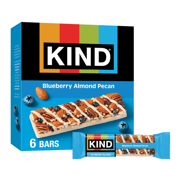 KIND Blueberry Almond Pecan Snack Bars, 1.4 oz, 6 Count Box