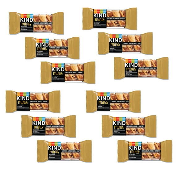KIND Minis Caramel Almond & Sea Salt Flavored Mini Snack Bar, 0.7 Oz Per Bar, 12 Pack