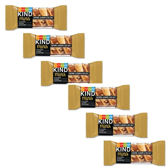 KIND Minis Caramel Almond & Sea Salt Flavored Mini Snack Bar, 0.7 Oz Per Bar, 6 Pack