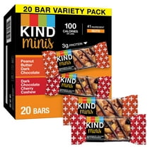 KIND Minis Gluten Free Snack Bars, Variety Pack, 0.7 oz, 20 Count Box