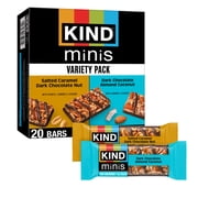KIND Minis Snack Bars, Indulgent Variety Pack, Gluten Free, Low Sodium, 0.7oz, 20 Count