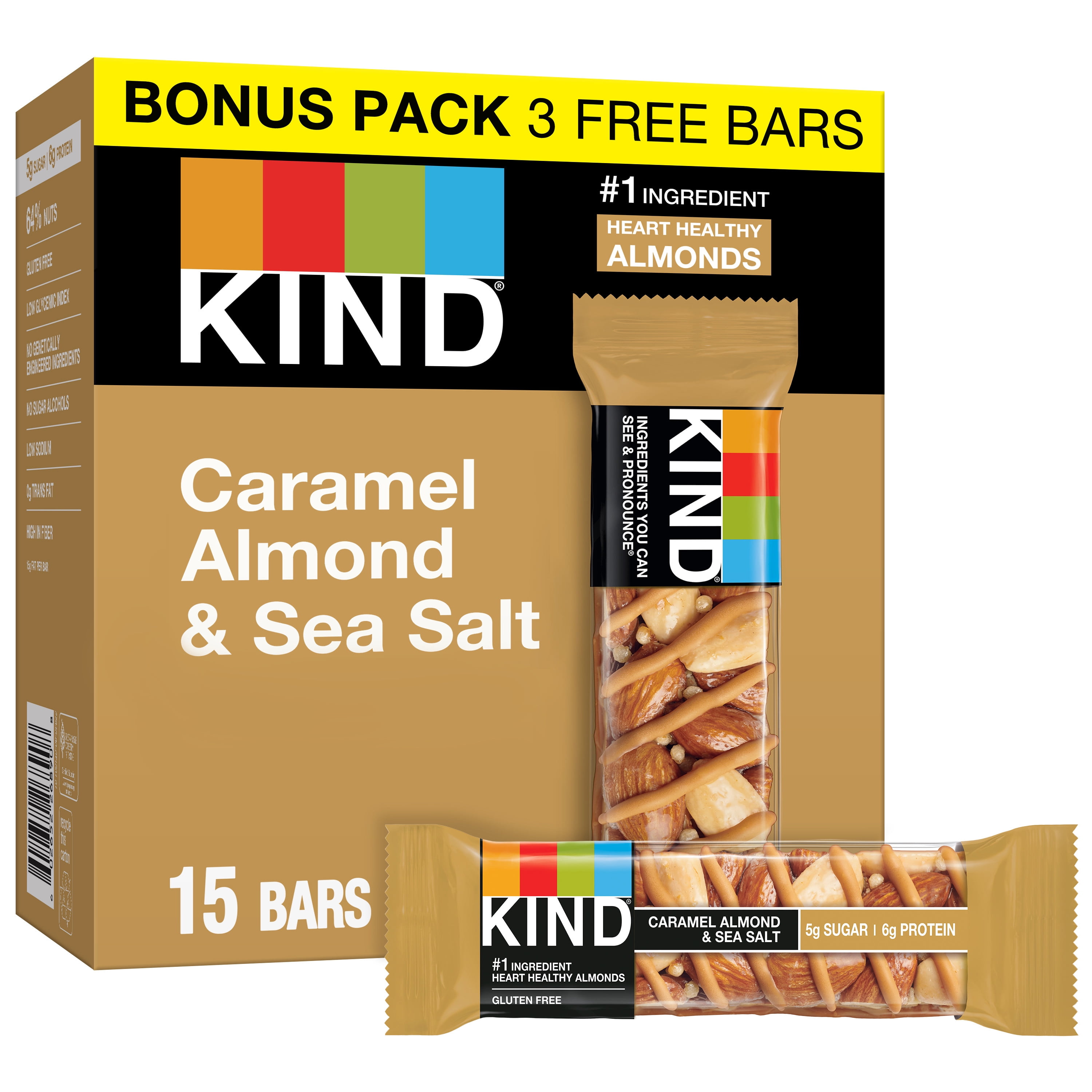 KIND Nut Bars, Caramel Almond & Sea Salt, 1.4 oz, 15 Count