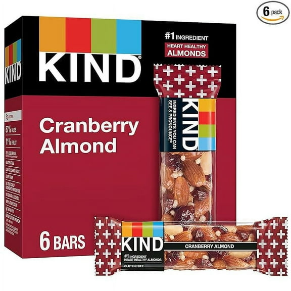 KIND Nut Bars, Cranberry Almond, Healthy Snacks, Good Source of Fiber, Gluten Free, 5g Protein, 6 Count ( Pack of 2 )