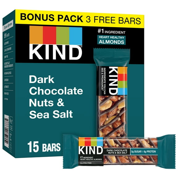 KIND Nut Bars, Dark Chocolate Nut & Sea Salt, 1.4 oz, 15 Count