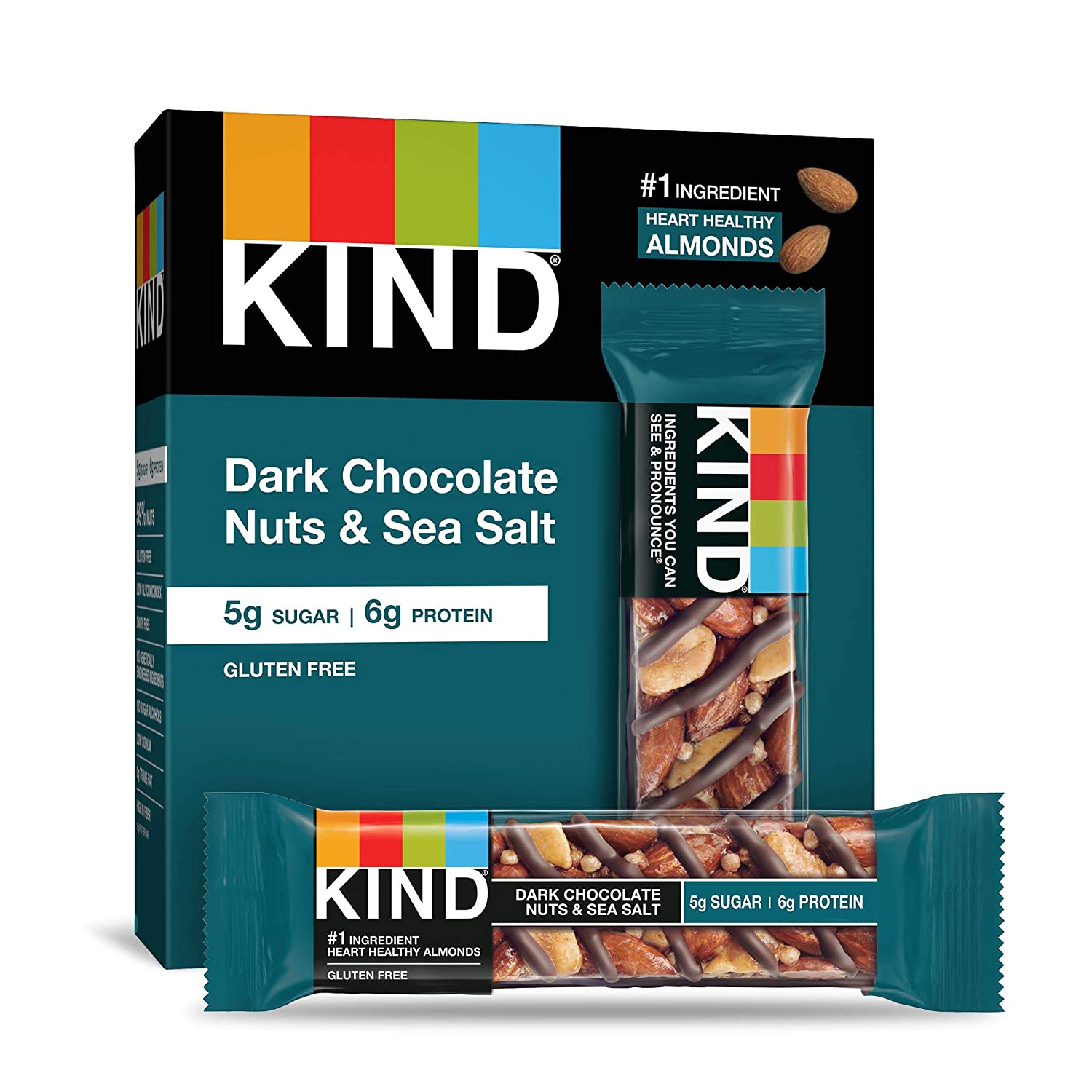 KIND Nut Bars, Dark Chocolate Nuts and Sea Salt, 1.4 Ounce, 60 Count