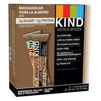 KIND Nut Bars, Madagascar Vanilla Almond, 1.4 oz, 12 Ct