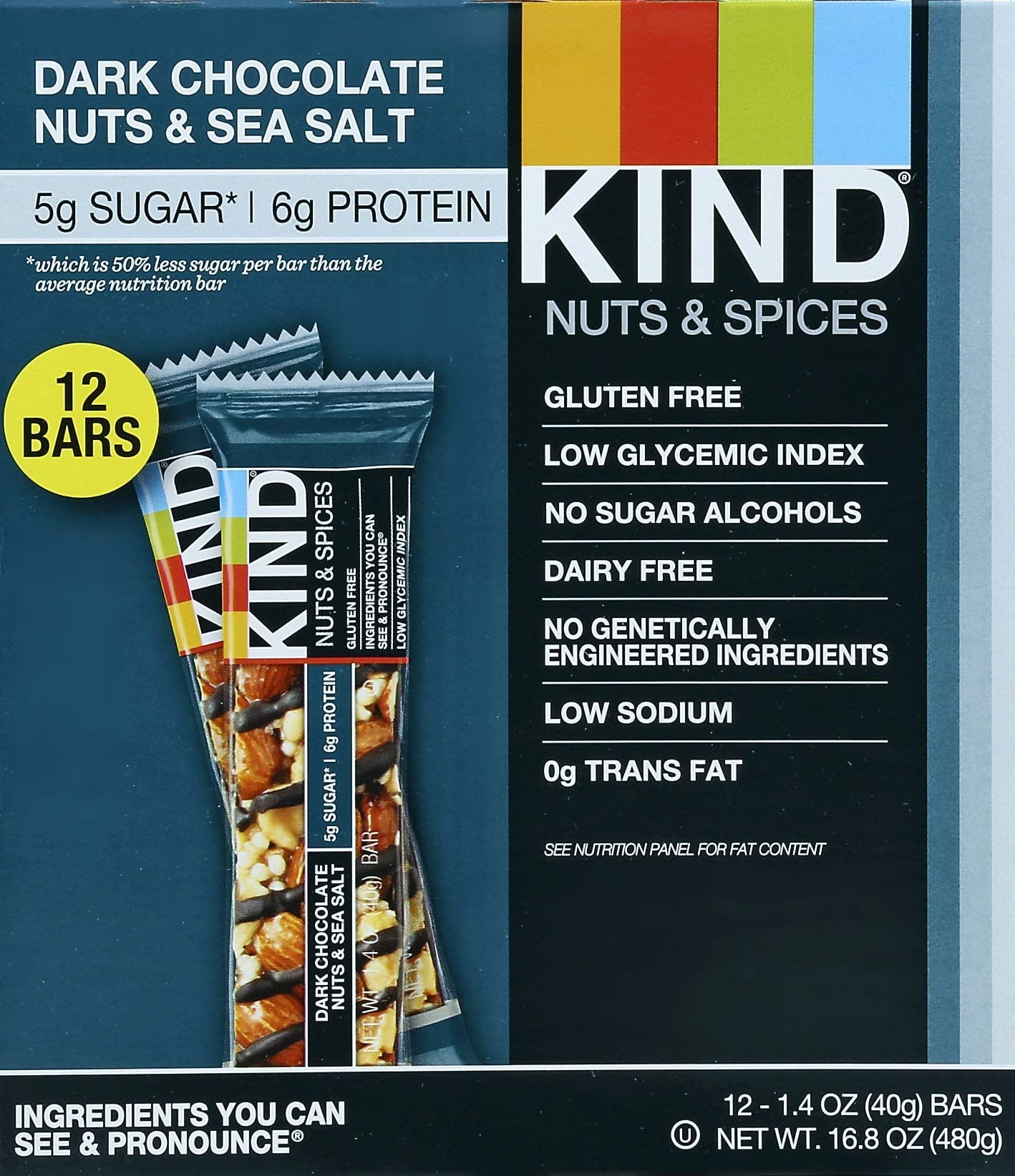 KIND Nuts and Sea Salt Low Carb Nutritional Snack Bar (Pack of 14)