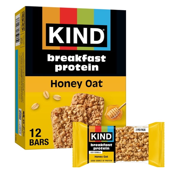 KIND Oats & Honey Breakfast Protein Bars, 6-Count, 1 Cardboard Box