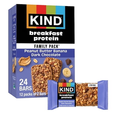 KIND Peanut Butter Banana Dark Chocolate Breakfast Protein Bars, 12-Count, 1 Cardboard Box