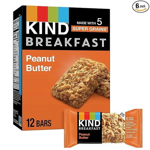 KIND Peanut Butter Breakfast Protein Bars, 6-Count, 1 Cardboard Box
