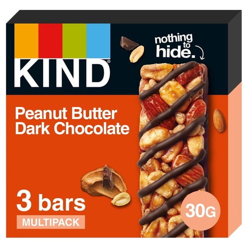 KIND Peanut Butter Dark Chocolate Snack Bars Multipack 3 x 30g, British Import (Pack of 3)