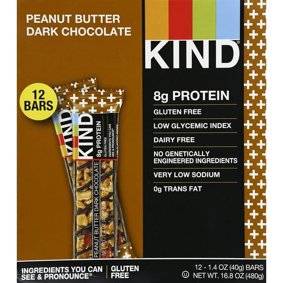 KIND Peanut Butter and Dark Chocolate Gluten Free Bar (Pack of 16)
