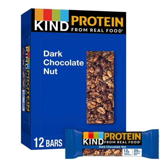 KIND Protein Bars, Double Dark Chocolate Nut, Gluten Free, 12g Protein, 1.76oz, 12 Count