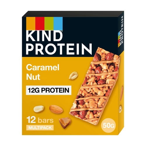 KIND Protein Caramel Nut Snack Bars Multipack 12 x 50g, British Import (Pack of 3)