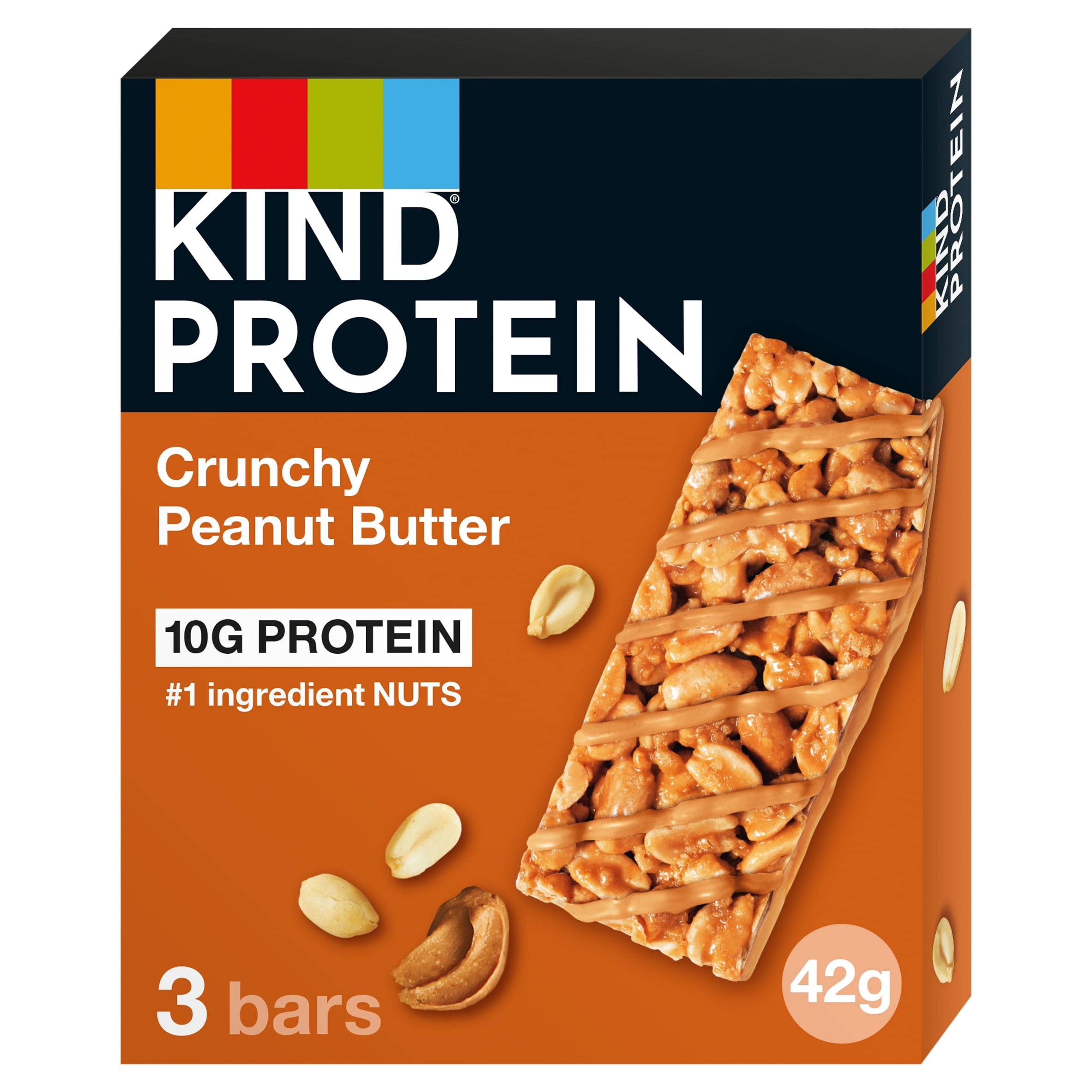 KIND Protein Crunchy Peanut Butter Snack bars 3x42g, Imported from Britain