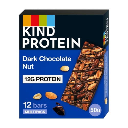 KIND Protein Dark Chocolate Nut Snack Bars Multipack 12 x 50g, British Import (Pack of 3)