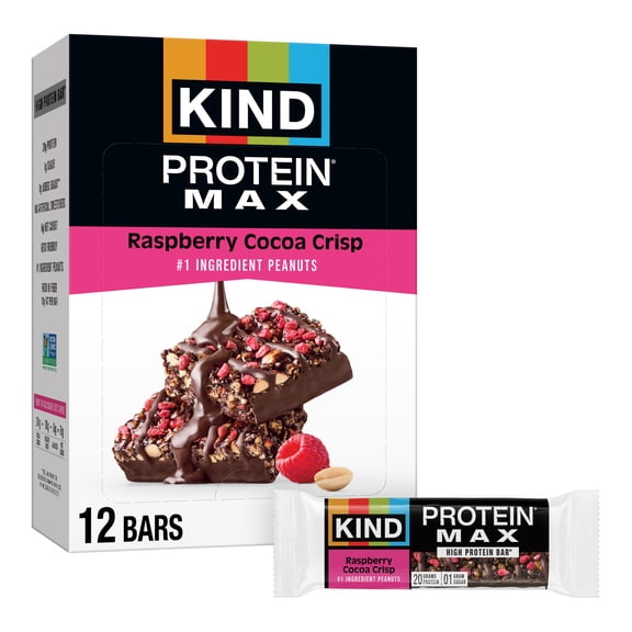 KIND, Raspberry Cocoa Crisp, High Protein Bar, 26.2 OZ 12 Count