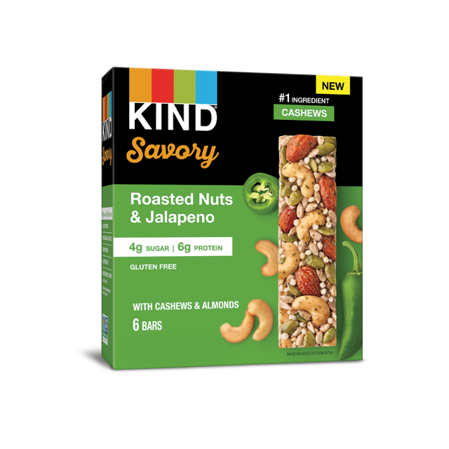 KIND Savory Nut Bar Gluten Free Roasted Nuts & Jalapeno 6 Bars