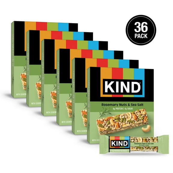 (6 pack) KIND Savory Nut Bars, Gluten Free Snacks, Rosemary Nuts & Sea Salt, 8.4oz Box (6 Bars)